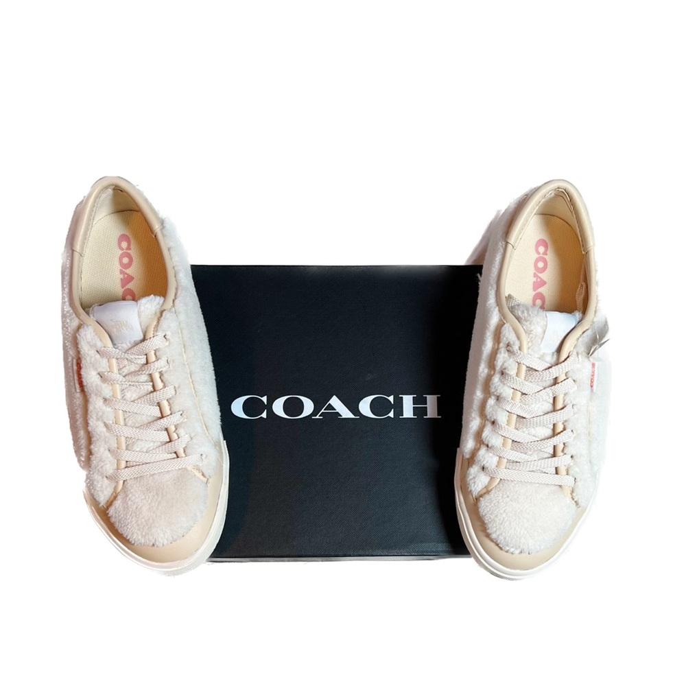 Coach Citysole Shearling Sherpa Platform Sneakers White and Cream Size 8 NWT - Picture 2 of 7